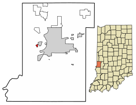 Location of Toad Hop in Vigo County, Indiana.