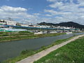 Along Jeonju River and across from Nambu Market.