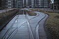 Een van de laatste resten van het station was het inhaalspoor van de eindlus van de tram. December 2012