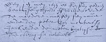 Jan Montens zoon of broer van Claes Montens wondergetuige van 1634 te Deerlijk - Beatrice De Clercq echtgenote van Antoni Desclergue bij de doop te Deerlijk op 1 mei 1635.