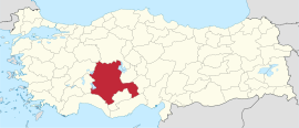 Location of the province within Turkey