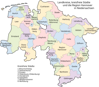 Arrondissements en Basse-Saxe