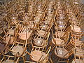 Lots of wooden chairs