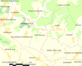 Mapa obce Touffreville