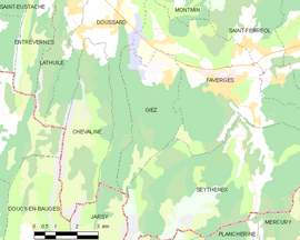 Mapa obce Giez