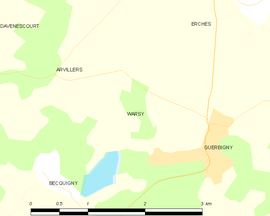 Mapa obce Warsy