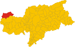 Elhelyezkedése Bolzano autonóm térképén