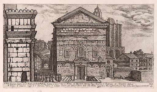 Sant'Adriano. Gravyr av Alò Giovannoli från år 1616.