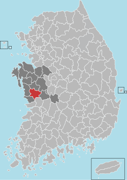 扶余郡在韩国及忠清南道的位置