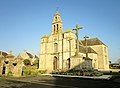 Plomeur : l'église paroissiale Sainte-Thumette et son calvaire, vue d'ensemble 1.