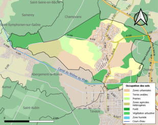 Carte en couleurs présentant l'occupation des sols.