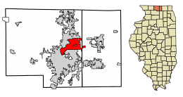 Location of Loves Park in Boone County & Winnebago County, Illinois.