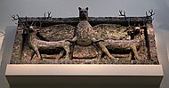 Room 56 - Sculpture of the god Imdugud, lion-headed eagle surmounting a lintel made from sheets of copper, Temple of Ninhursag at Tell al-'Ubaid, Iraq, c. 2500 BC