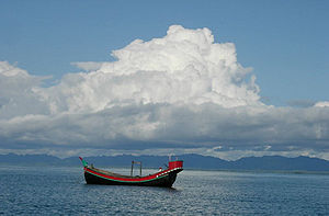 Fischerboot vor St. Martin, einer Insel Bangladeschs