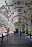 Bóveda de la Galería de batallas del Monasterio de San Lorenzo de El Escorial (50 metros de largo por 6 de ancho y 8 de alto), 1584-1591.