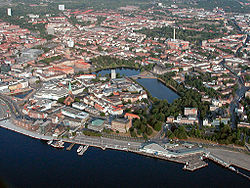 Aerial view of the city centre