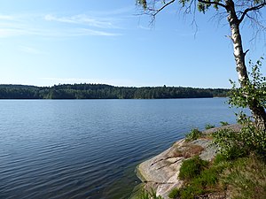 Lilla Delsjön från norra stranden den 27 juni 2020.