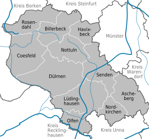 Mapa do distrito de Coesfeld.
