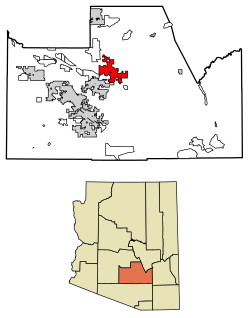 Location of Florence in Pinal County, Arizona