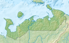 Mapa konturowa Nienieckiego Okręgu Autonomicznego, po lewej nieco na dole znajduje się punkt z opisem „Zatoka Czoska”