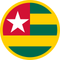 Togo 1960 to present A round variant of the national flag, bordered in gold