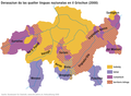 Distribüziun di lenguf ufizial in Grisun in del 2000