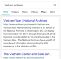 Sličica za Slika:The search "Vietnam Archives" showing Vietnam War-related archives as the first result (2021) 01.png