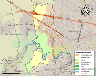 Carte en couleurs présentant l'occupation des sols.