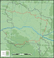 Carte topographique de la province d'Anjou avec le département de Maine-et-Loire dans ses limites jusqu’en 2016.