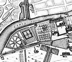Cut from Memhardt map (1652) with Lustgarten