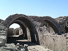 Ramesseum tenpluko biltegiak Antzinako Egipton, pezozko arkuekin eraikiak.