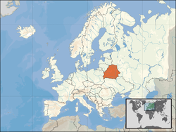 Location of  ബെലാറുസ്  (orange) on the European continent  (white)  —  [Legend]
