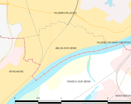 Mapa obce Ablon-sur-Seine