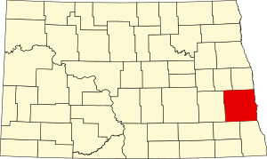 Map of North Dakota highlighting Cass County