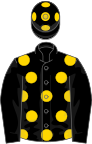 Black, gold spots on body and cap