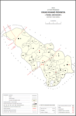 Map showing Aihari Buzurg (#142) in Rohaniya CD block