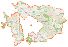 Mapa konturowa gminy Siedlce, po prawej nieco na dole znajduje się punkt z opisem „Grubale”