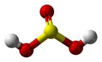 Ball-and-stick model fo sulfurous acid