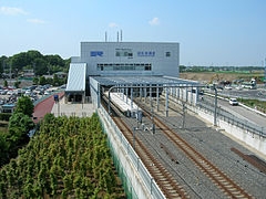 駅舎南側。右側に線路を1線分増やせる敷地が確保されている（2005年6月）