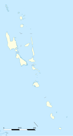 Mapa konturowa Vanuatu, blisko centrum na dole znajduje się punkt z opisem „Port Vila”