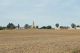 Villeneuve-lès-Bouloc, Haute-Garonne, France. South entrance of the village.