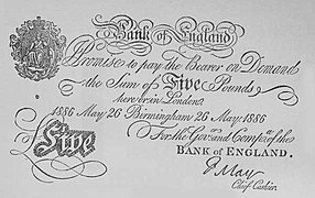 19th century counterfeit plate for a Bank of England five-pound note.jpg