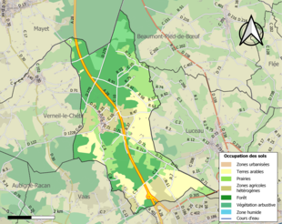 Carte en couleurs présentant l'occupation des sols.