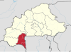 Localisation de la région du Sud-Ouest au Burkina Faso.