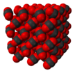 La cel·la unitària de sòlids [diòxid de carboni], un sòlid que conté CO₂ molecular