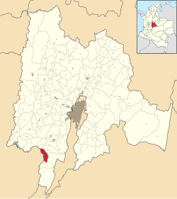 Location of the municipality and town inside Cundinamarca Department of Colombia