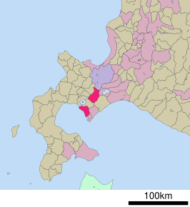 Situering van Date in de prefectuur Hokkaido