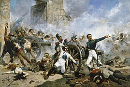 Defensa del Parque de Artillería de Monteleón, por Sorolla, pintura de historia sobre un episodio del levantamiento del 2 de mayo de 1808 en Madrid.