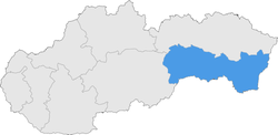 Poloha kraja Košice na Slovensku (klikacia mapa)