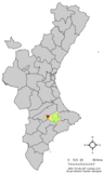 Localización de Agres respecto al País Valenciano